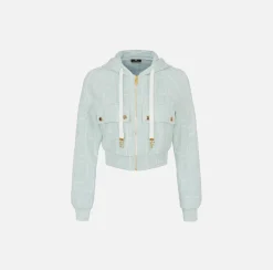Elisabetta Franchi Maglieria E Felpe^Felpa In Cotone Jacquard Con Cappuccio E Zip
