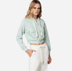 Elisabetta Franchi Maglieria E Felpe^Felpa In Cotone Jacquard Con Cappuccio E Zip