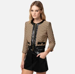 Elisabetta Franchi Giacche & Trench^Giacca Cropped In Rafia Jaquard