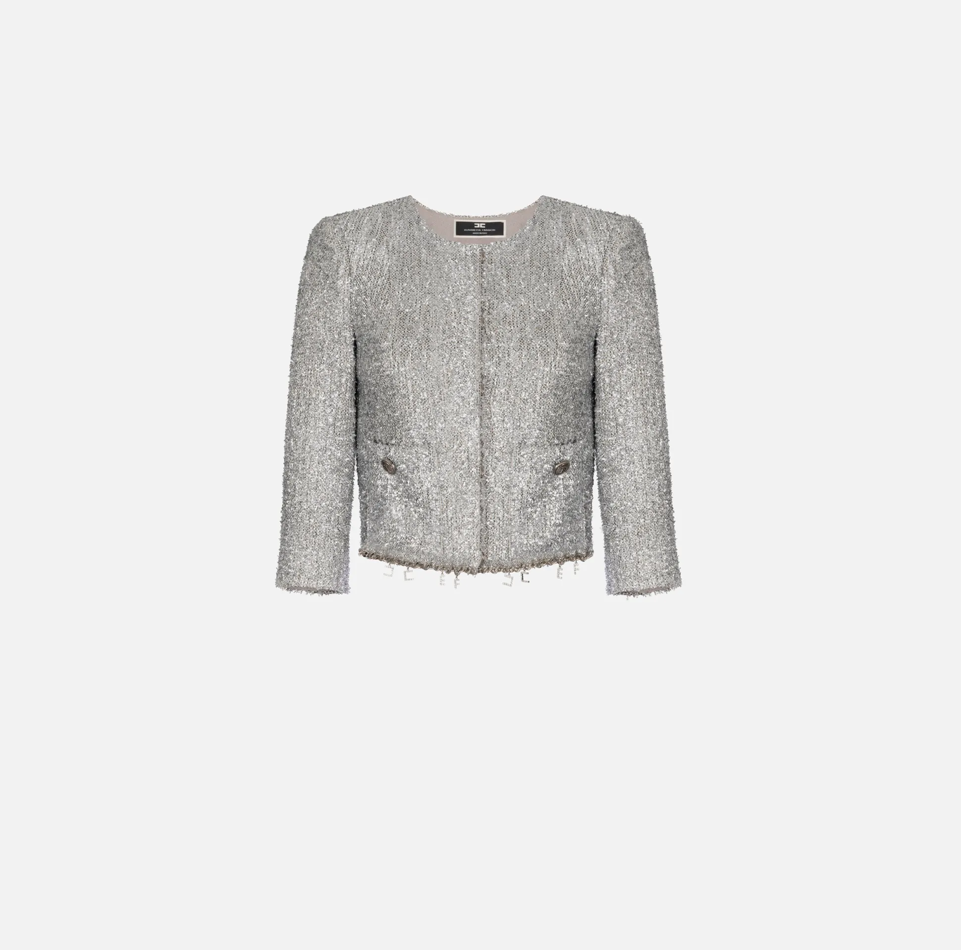 Elisabetta Franchi Giacche & Trench^Giacca Cropped In Tweed Lurex Con Charms