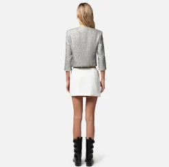 Elisabetta Franchi Giacche & Trench^Giacca Cropped In Tweed Lurex Con Charms