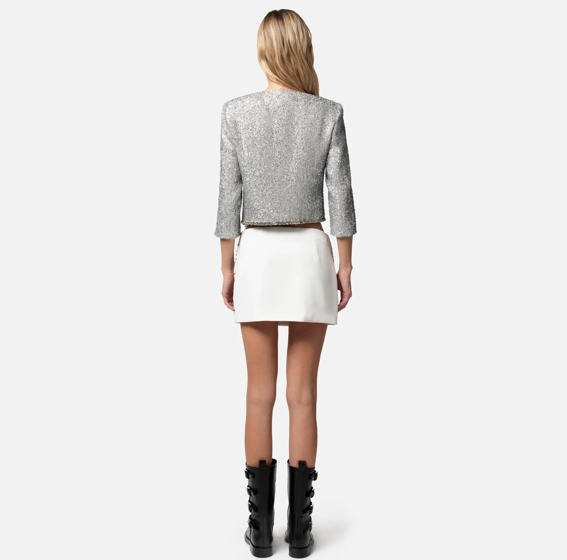 Elisabetta Franchi Giacche & Trench^Giacca Cropped In Tweed Lurex Con Charms