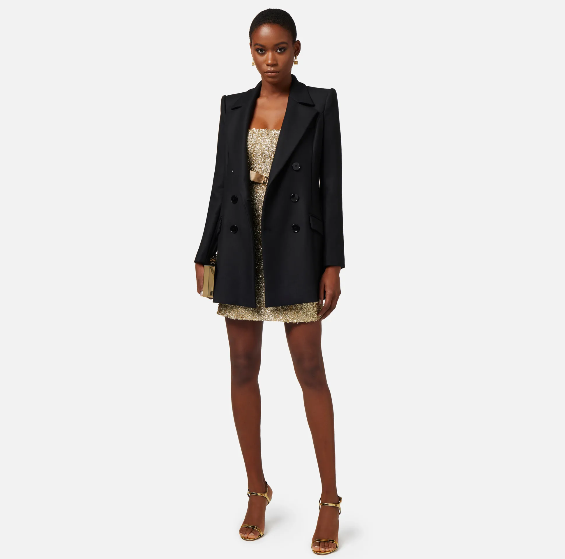 Elisabetta Franchi Giacche & Trench^Giacca Doppiopetto In Crepe