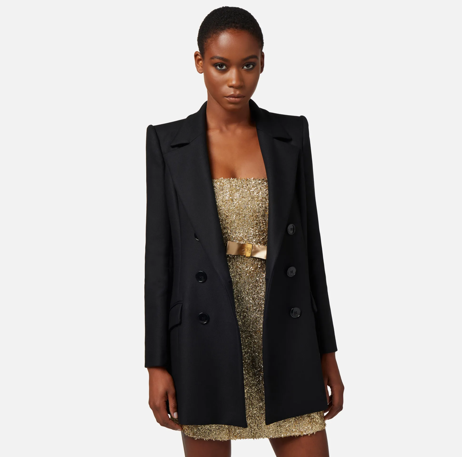 Elisabetta Franchi Giacche & Trench^Giacca Doppiopetto In Crepe