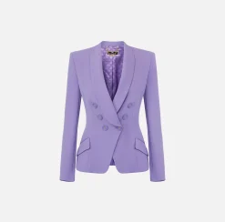 Elisabetta Franchi Giacche & Trench^Giacca Doppiopetto In Crepe Con Rever Sciallato