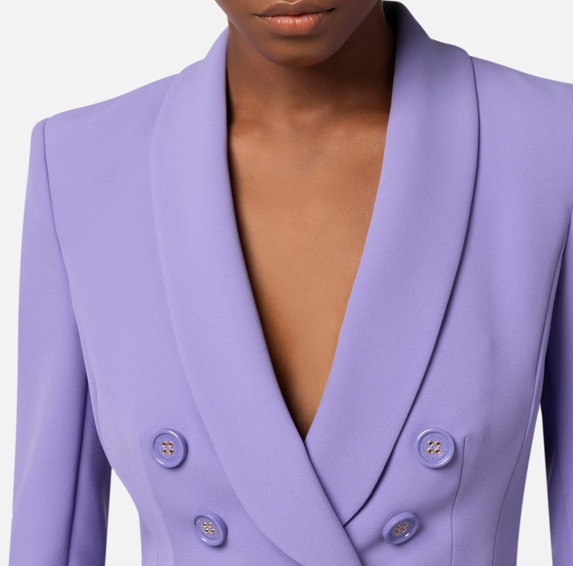 Elisabetta Franchi Giacche & Trench^Giacca Doppiopetto In Crepe Con Rever Sciallato