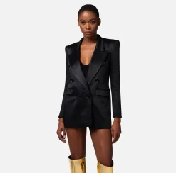 Elisabetta Franchi Giacche & Trench^Giacca Doppiopetto In Crepe Di Raso Lucido