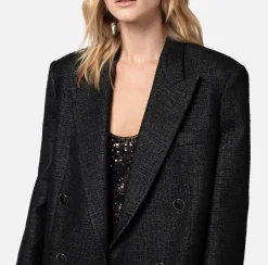 Elisabetta Franchi Giacche & Trench^Giacca Doppiopetto In Tweed Laminato
