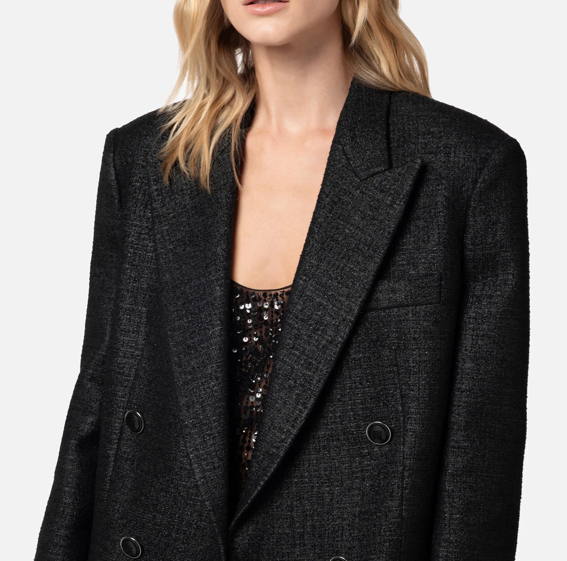 Elisabetta Franchi Giacche & Trench^Giacca Doppiopetto In Tweed Laminato