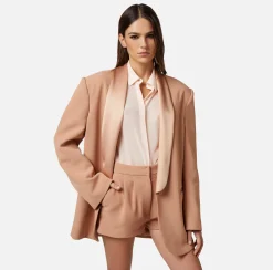 Elisabetta Franchi Giacche & Trench^Giacca In Crepe Con Revers Sciallato In Satin