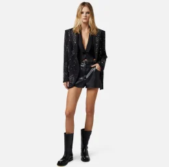 Elisabetta Franchi Giacche & Trench^Giacca In Crepe Con Ricamo Di Strass