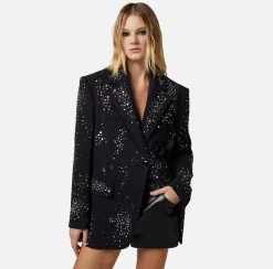 Elisabetta Franchi Giacche & Trench^Giacca In Crepe Con Ricamo Di Strass