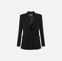 Elisabetta Franchi Giacche & Trench^Giacca In Crepe Leggero Con Rever Sciallato