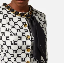 Elisabetta Franchi Giacche & Trench^Giacca In Crepe Stampa Logo Con Catena Foulard