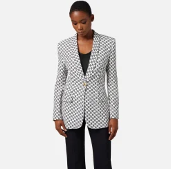 Elisabetta Franchi Giacche & Trench^Giacca In Crepe Stampa Logo Con Rever Sciallato