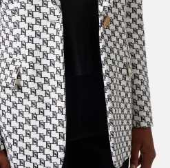Elisabetta Franchi Giacche & Trench^Giacca In Crepe Stampa Logo Con Rever Sciallato