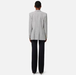 Elisabetta Franchi Giacche & Trench^Giacca In Crepe Stampa Logo Con Rever Sciallato