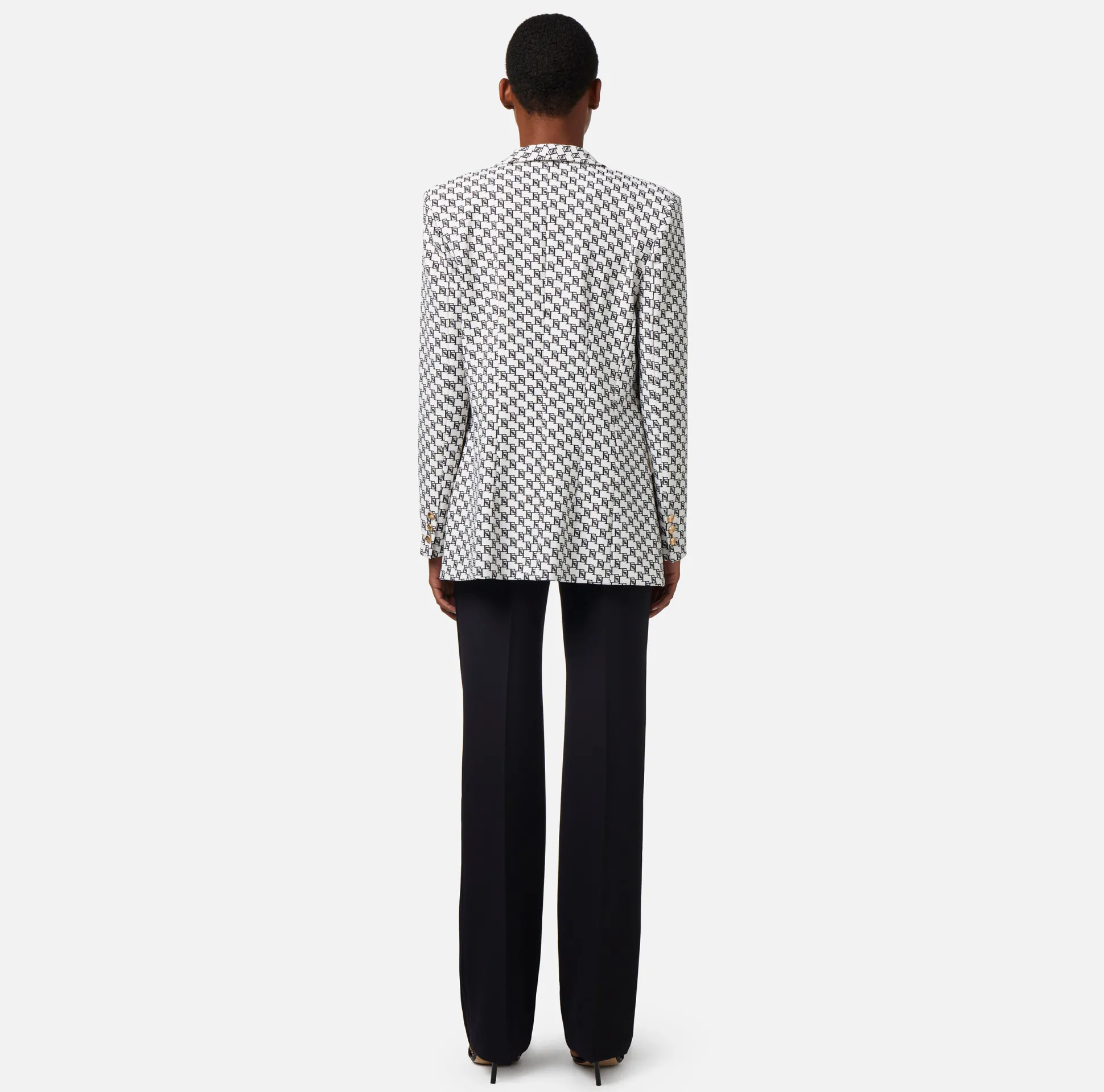 Elisabetta Franchi Giacche & Trench^Giacca In Crepe Stampa Logo Con Rever Sciallato