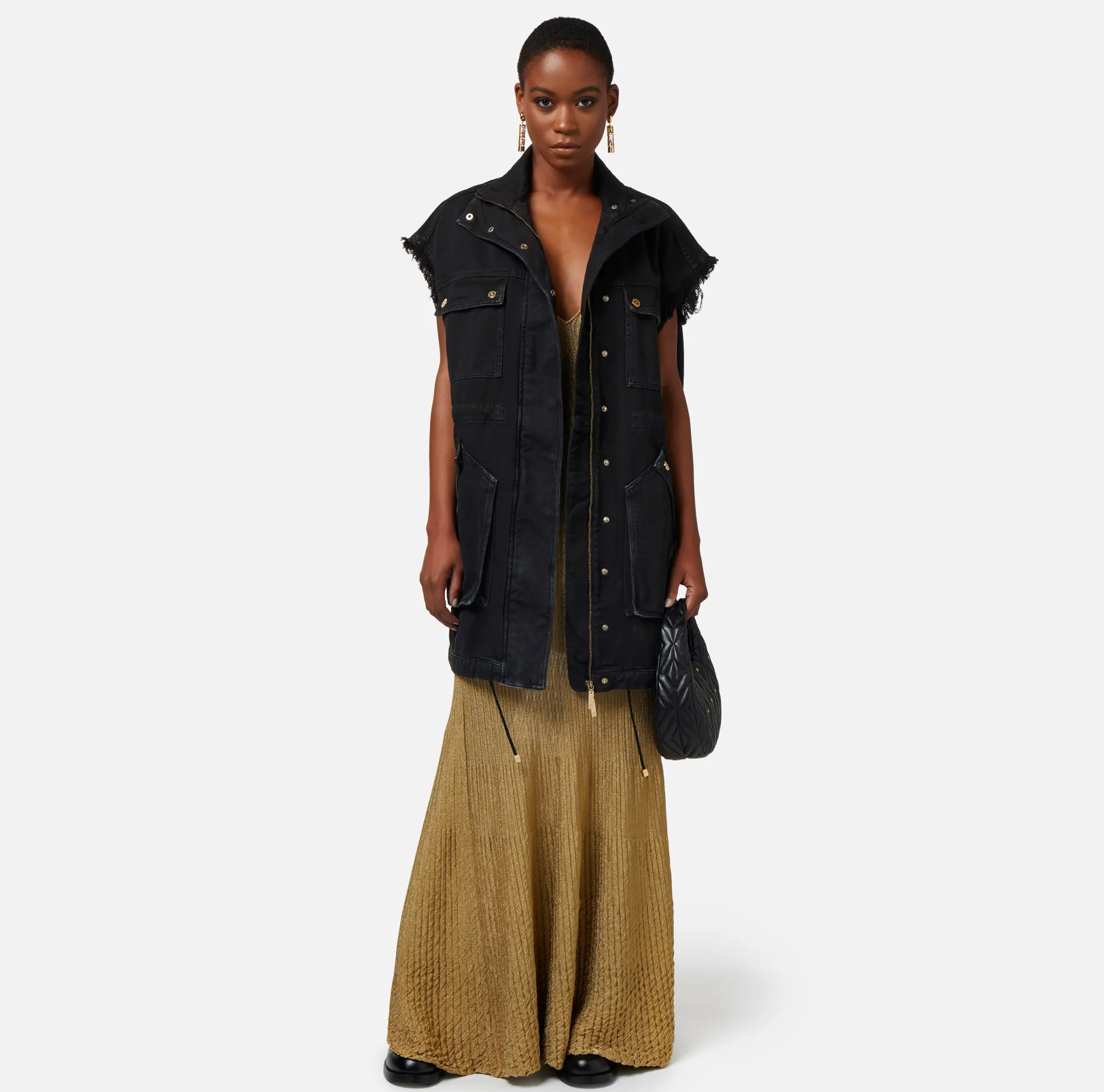Elisabetta Franchi Giacche & Trench^Gilet In Denim Utility