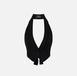 Elisabetta Franchi Giacche & Trench^Gilet In Fresco Lana Con Fusciacca