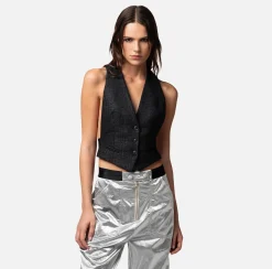 Elisabetta Franchi Giacche & Trench^Gilet In Tweed Laminato