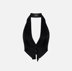 Elisabetta Franchi Giacche & Trench^Gilet Smoking In Raso Con Fusciacca