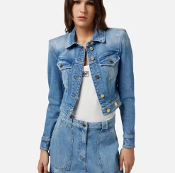 Elisabetta Franchi Giacche & Trench^Giubbotto Cropped In Denim