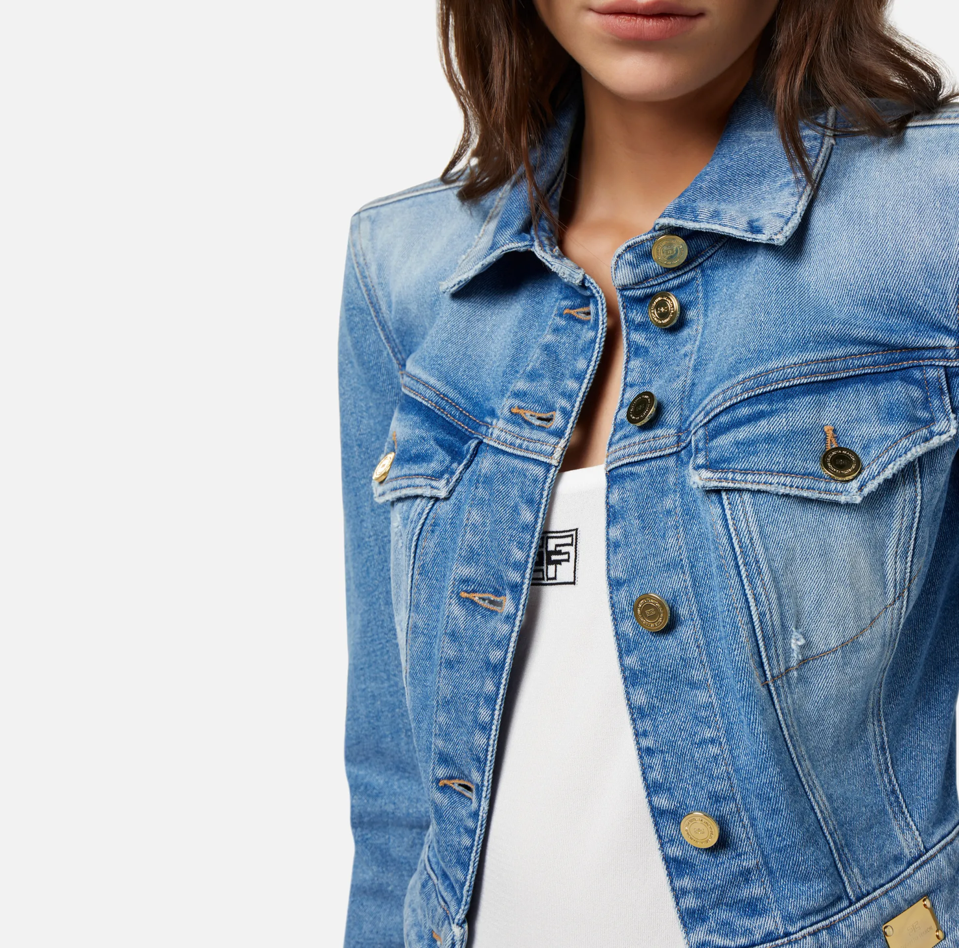 Elisabetta Franchi Giacche & Trench^Giubbotto Cropped In Denim