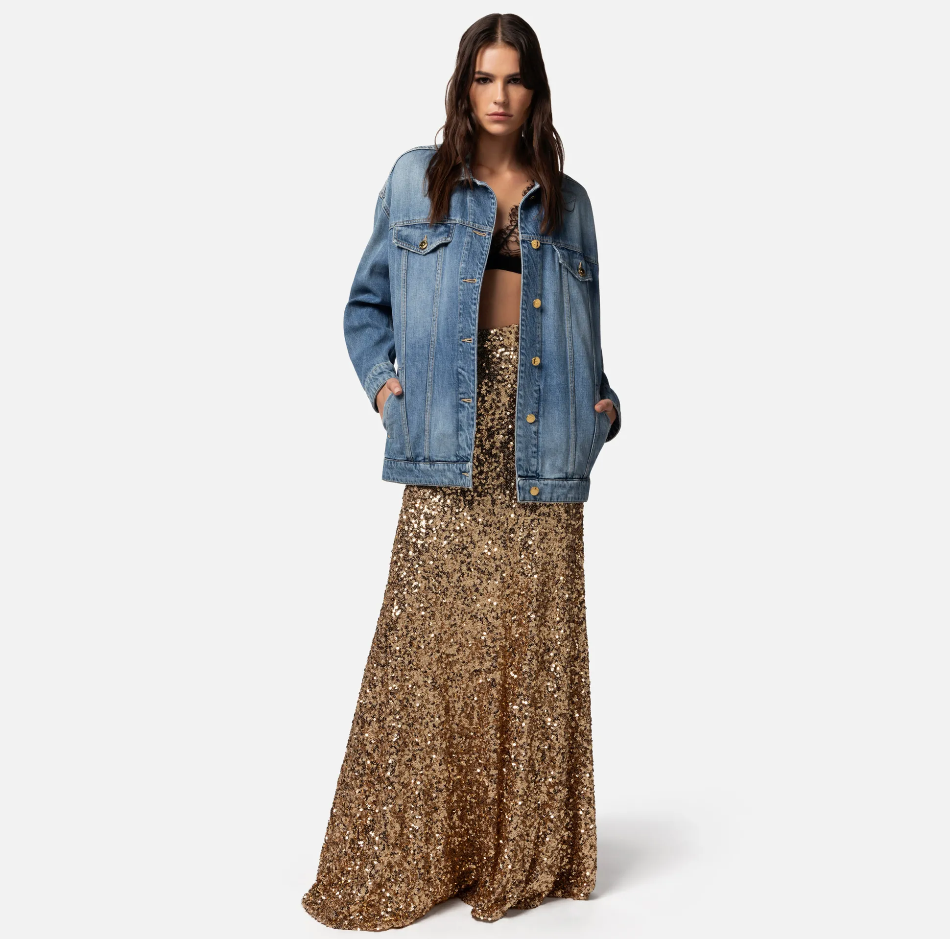 Elisabetta Franchi Giacche & Trench^Giubbotto Over In Denim