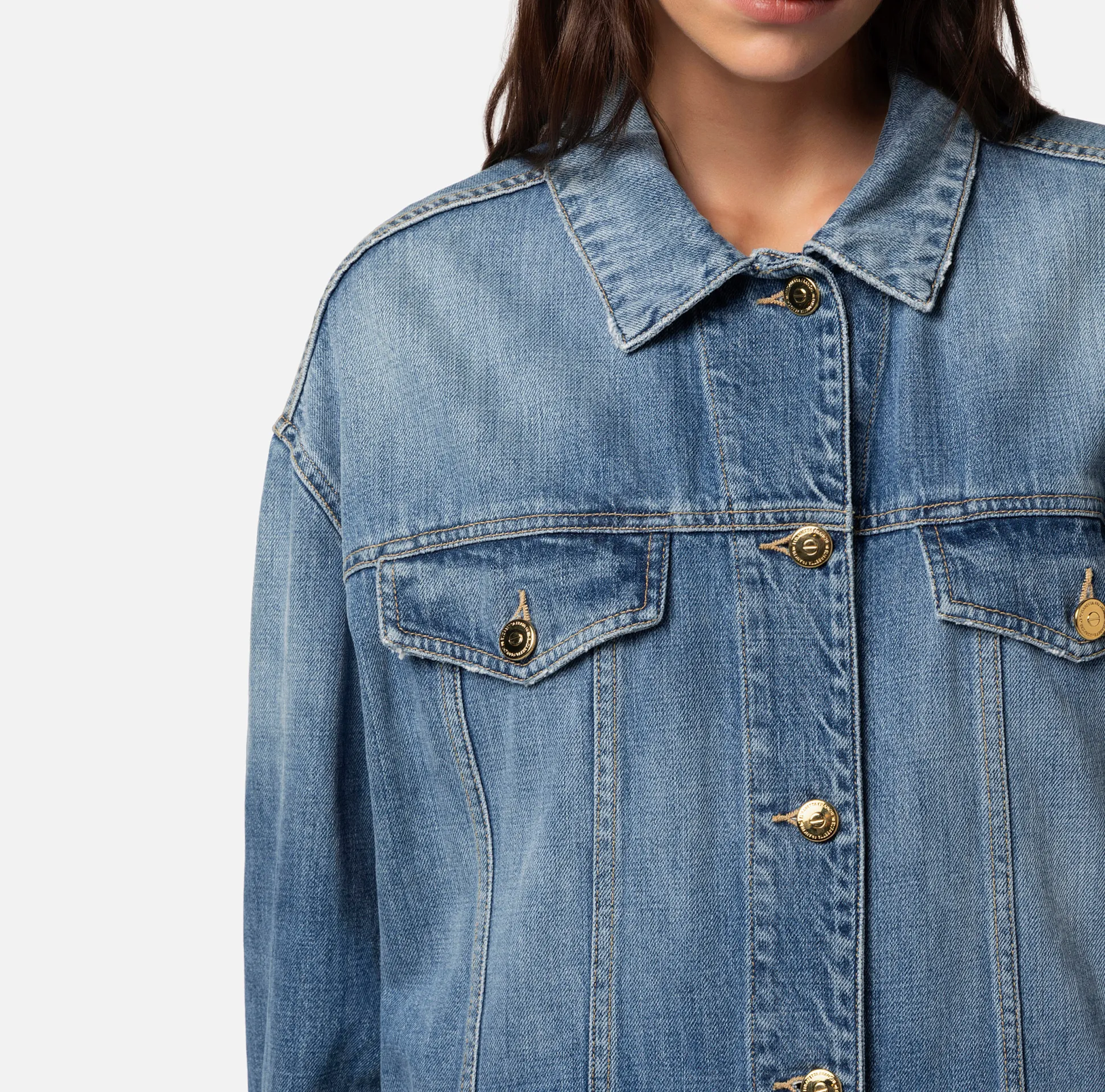 Elisabetta Franchi Giacche & Trench^Giubbotto Over In Denim
