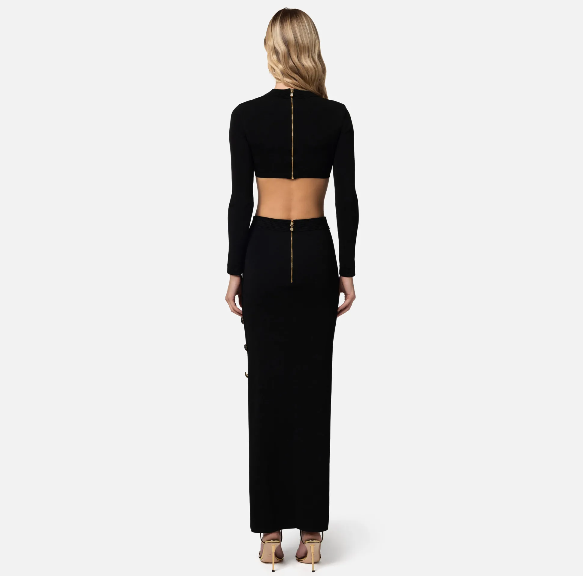 Elisabetta Franchi Gonne^Gonna Lunga In Viscosa Lucida Con Bottoni Gemello