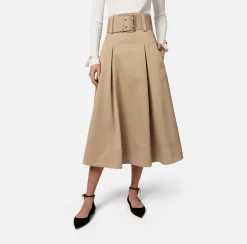 Elisabetta Franchi Gonne^Gonna Midi In Cotone Stretch Con Cintura