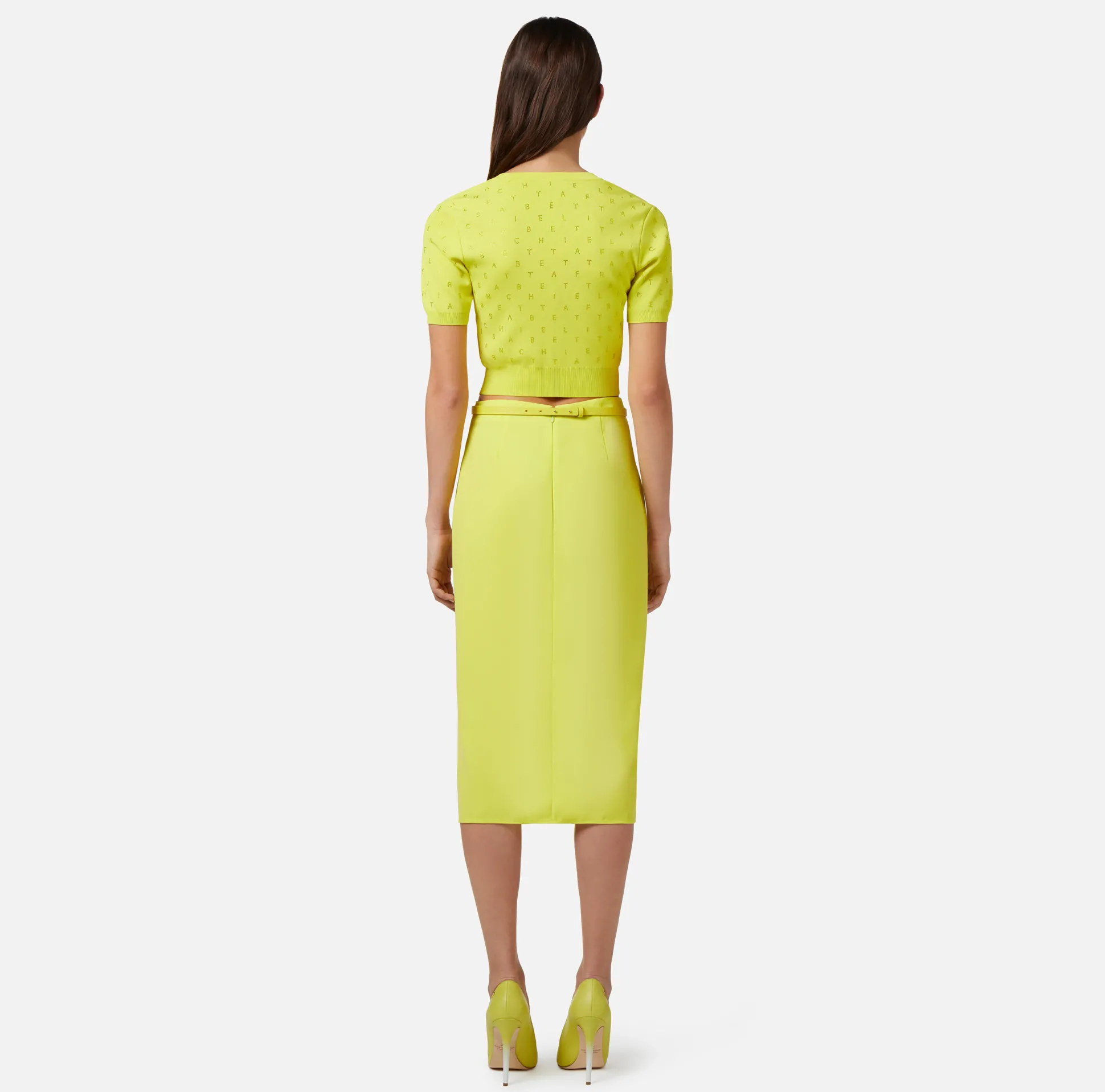 Elisabetta Franchi Gonne^Gonna Midi In Crepe Fluido Con Spacco Centrale