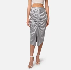 Elisabetta Franchi Gonne^Gonna Midi In Crepe Satin Drappeggiata