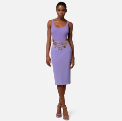 Elisabetta Franchi Gonne^Gonna Midi In Crepe Stretch Con Charms