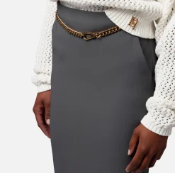 Elisabetta Franchi Gonne^Gonna Midi In Gabardina Di Viscosa Con Cintura