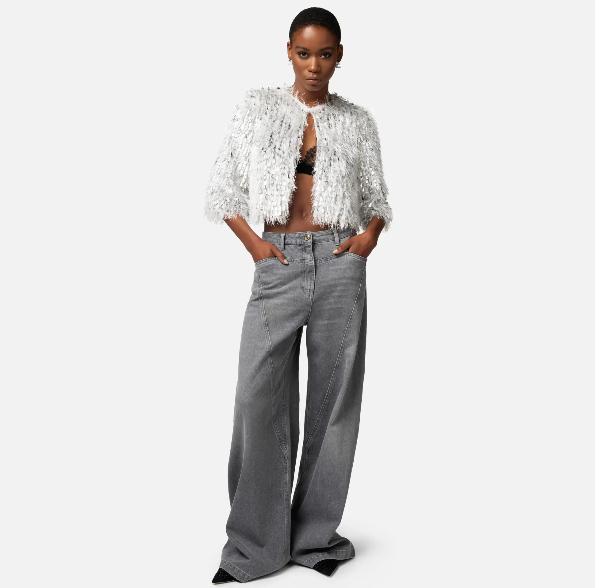 Elisabetta Franchi Jeans^Jeans A Palazzo Con Tagli Diagonali
