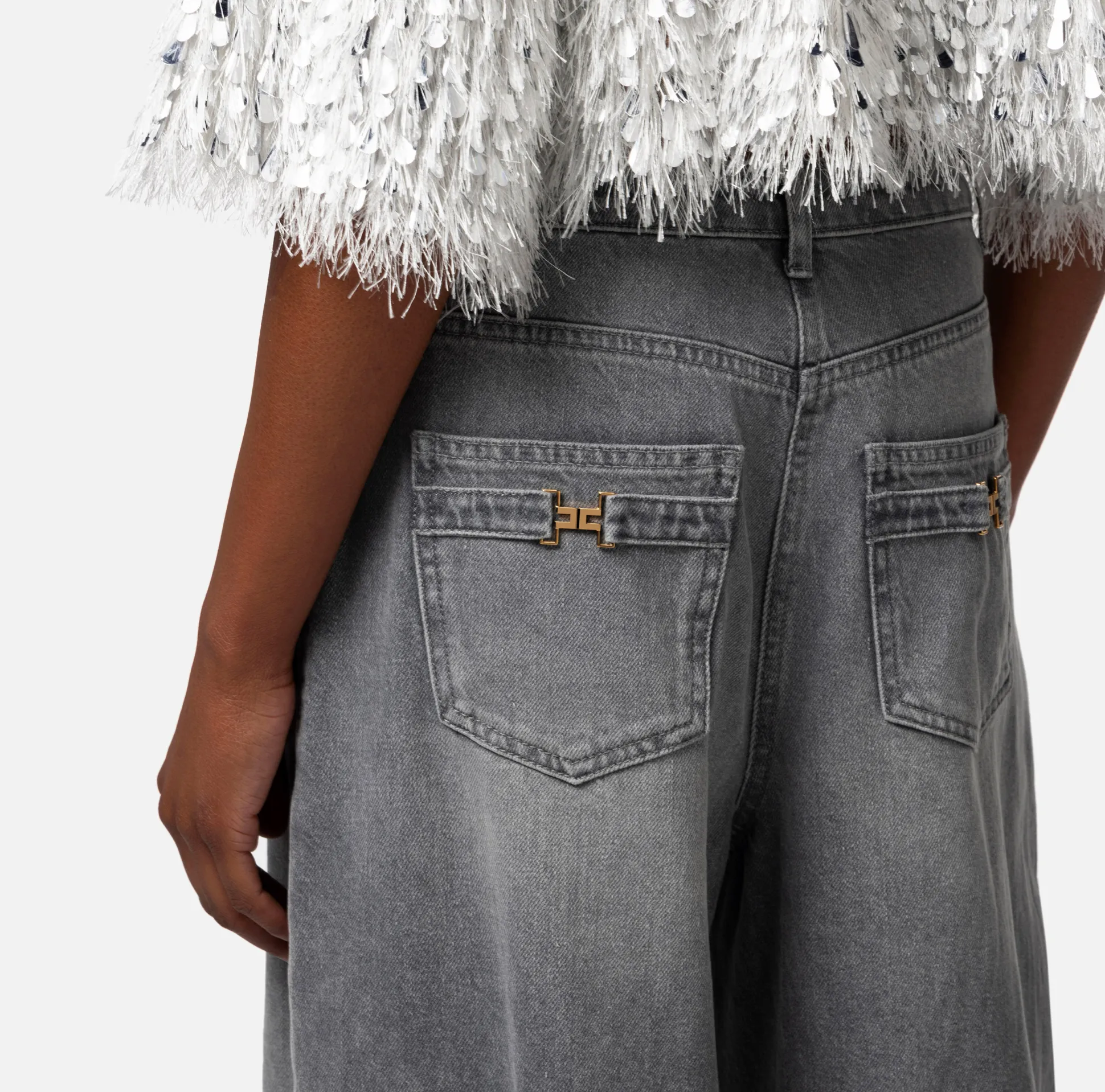 Elisabetta Franchi Jeans^Jeans A Palazzo Con Tagli Diagonali
