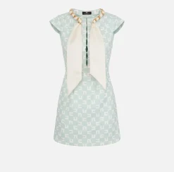Elisabetta Franchi Abiti^Miniabito In Crepe Stretch Stampa Logo Con Foulard Sullo Scollo
