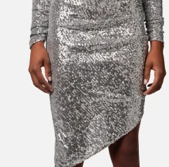 Elisabetta Franchi Abiti^Miniabito In Paillettes Con Gonna Asimmetrica