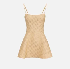 Elisabetta Franchi Abiti^Miniabito In Rafia Jacquard Con Logo Lurex