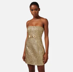 Elisabetta Franchi Abiti^Miniabito In Tweed Lurex Con Fiocco