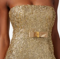 Elisabetta Franchi Abiti^Miniabito In Tweed Lurex Con Fiocco