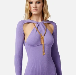 Elisabetta Franchi Abiti^Miniabito In Viscosa A Costine Con Scollo A Twist