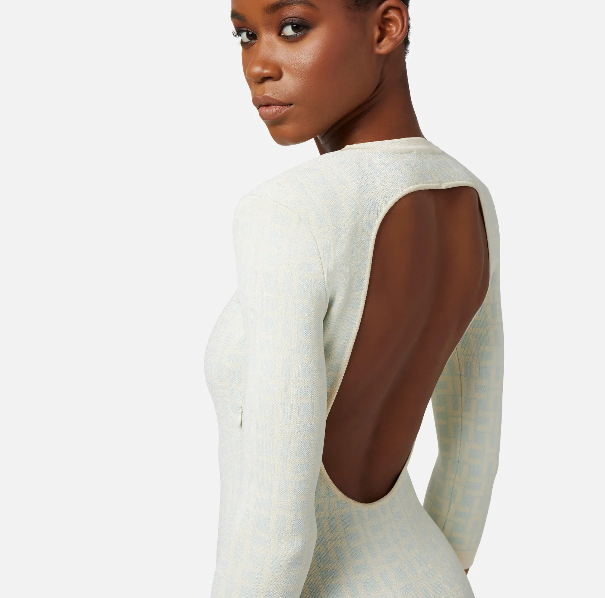 Elisabetta Franchi Abiti^Miniabito In Viscosa Jacquard Oblo Schiena