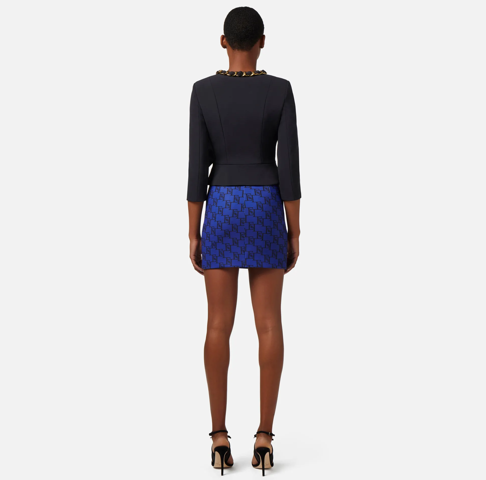 Elisabetta Franchi Gonne^Minigonna In Crepe Stretch Stampa Logo
