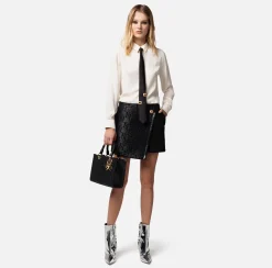 Elisabetta Franchi Gonne^Minigonna In Rafia Jacquard Con Logo Lurex