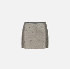 Elisabetta Franchi Gonne^Minigonna In Tweed Lurex Con Lettering Di Strass