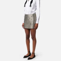 Elisabetta Franchi Gonne^Minigonna In Tweed Lurex Con Lettering Di Strass