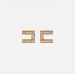 Elisabetta Franchi Mostra Tutti^Orecchini Logo Con Strass Baguette